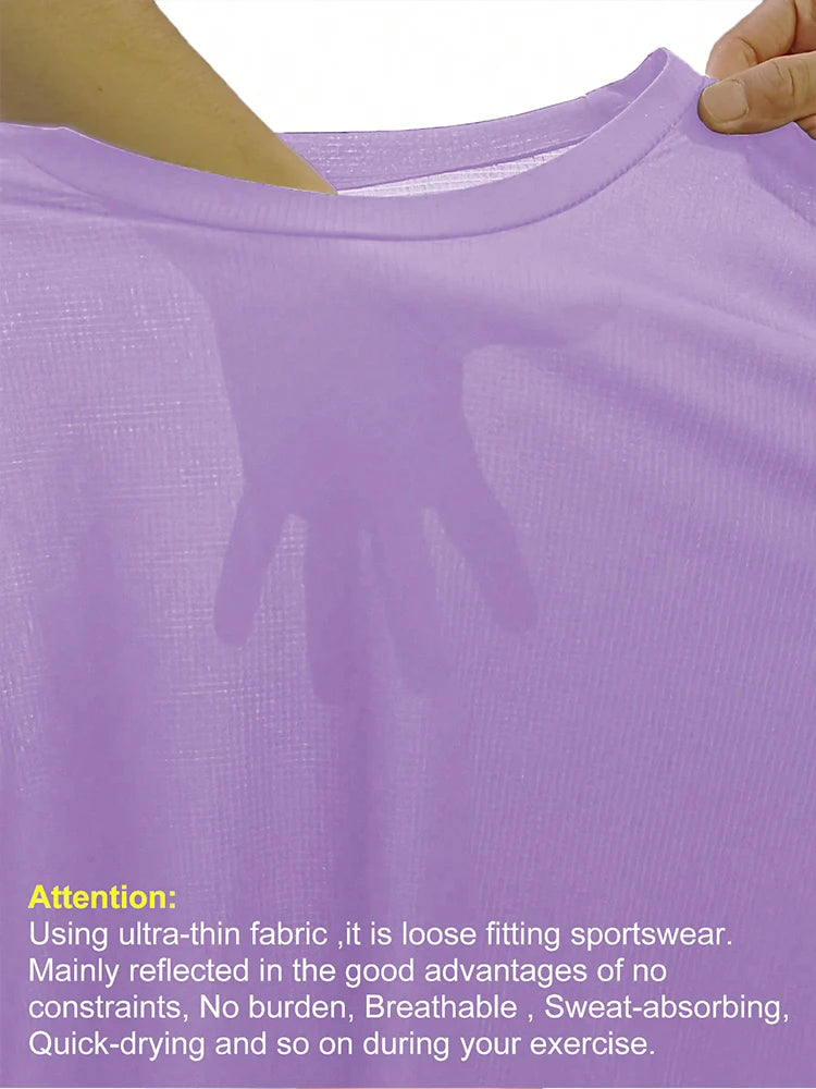 Women's Solid Color Ultralight Quick Dry Sport T-Shirt,Breathable Lightweight  ,Running Gym Compression Shirt